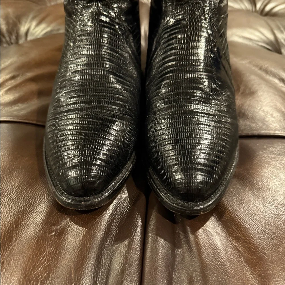 Dan Post 10.5D Black Lizard Cowboy Boots - Picture 3 of 12